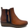 SUSST WOMENS WEDGE ZIP ANKLE BOOT - TAN NAVY